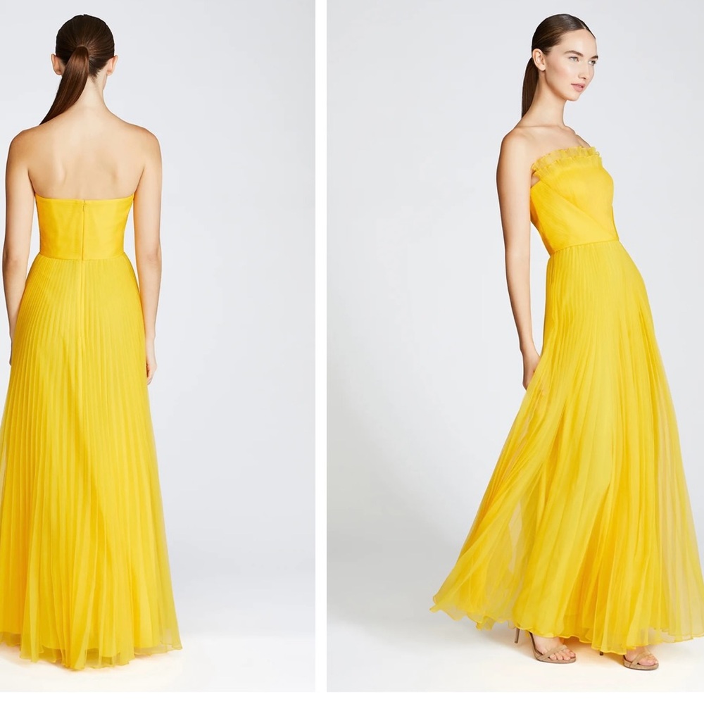 Elegant Yellow Strapless Dress